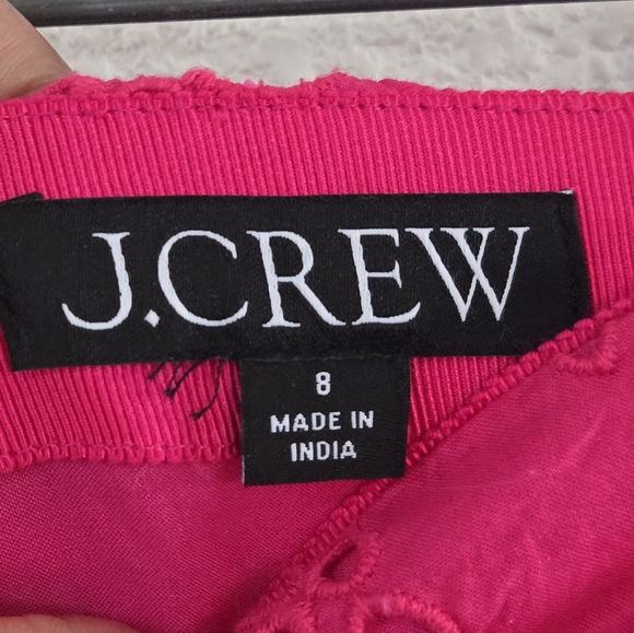 J. Crew Vibrant Pink Eyelet Pencil Skirt - Picture 8 of 9